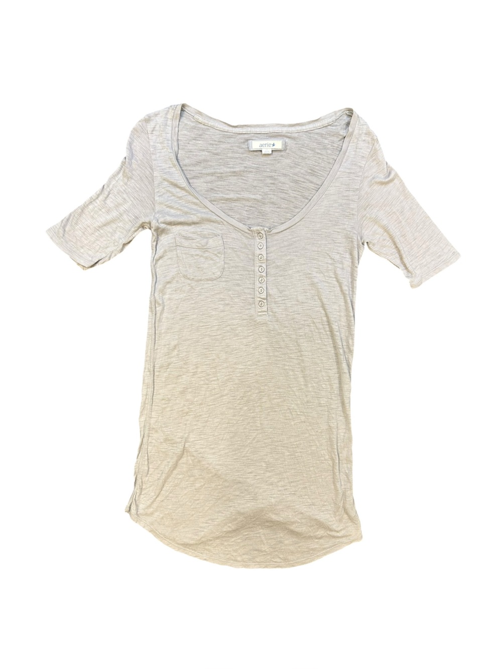 Y2K light grey 3/4 sleeve aerie top with buttons